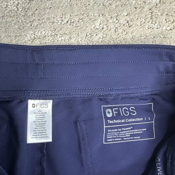 Women's FIGS Large Zamora Jogger Scrub Pants Royal Blue - Picture 3 of 4